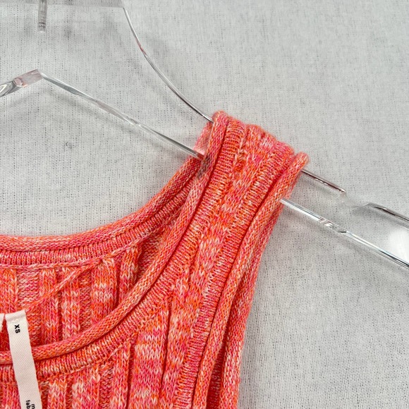 ANTHROPOLOGIE Shirt Womens XS Orange Pink High Neck Knitted Tank Ribbed Racer - Picture 12 of 12